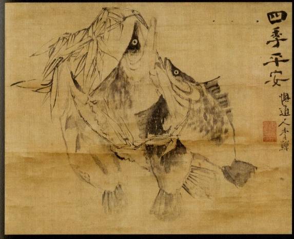 <span class="tw-text-xs tw-font-semibold">李鱓</span><span class="tw-text-sm tw-font-semibold">「四季平安図」</span>