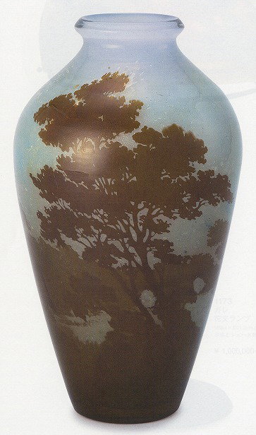 ガレ「湖水風景文花瓶」