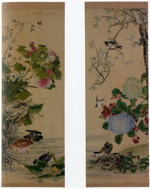 <span class="tw-text-xs tw-font-semibold">岡本秋暉</span><span class="tw-text-sm tw-font-semibold">「四時群禽群芳圖」</span>