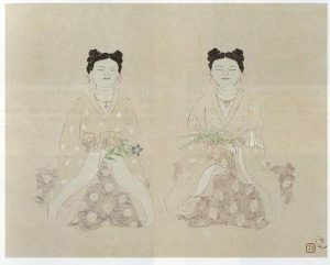 入江波光「萩桔梗　倣法隆寺塑像」