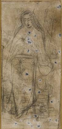 <span class="tw-text-xs tw-font-semibold">青木繁</span><span class="tw-text-sm tw-font-semibold">「椿の花を持つ女」</span>