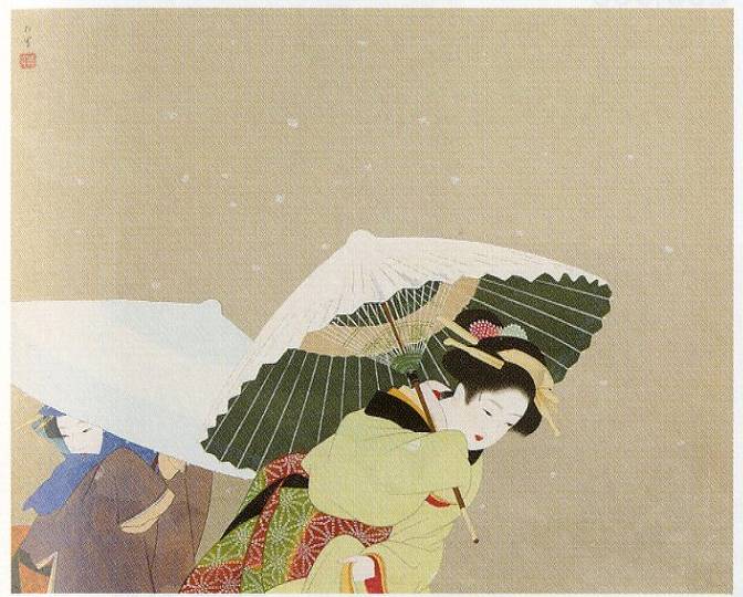 上村松園「牡丹雪」