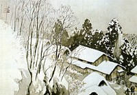 川合玉堂「山村宿雪」