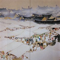 山口蓬春「市場」