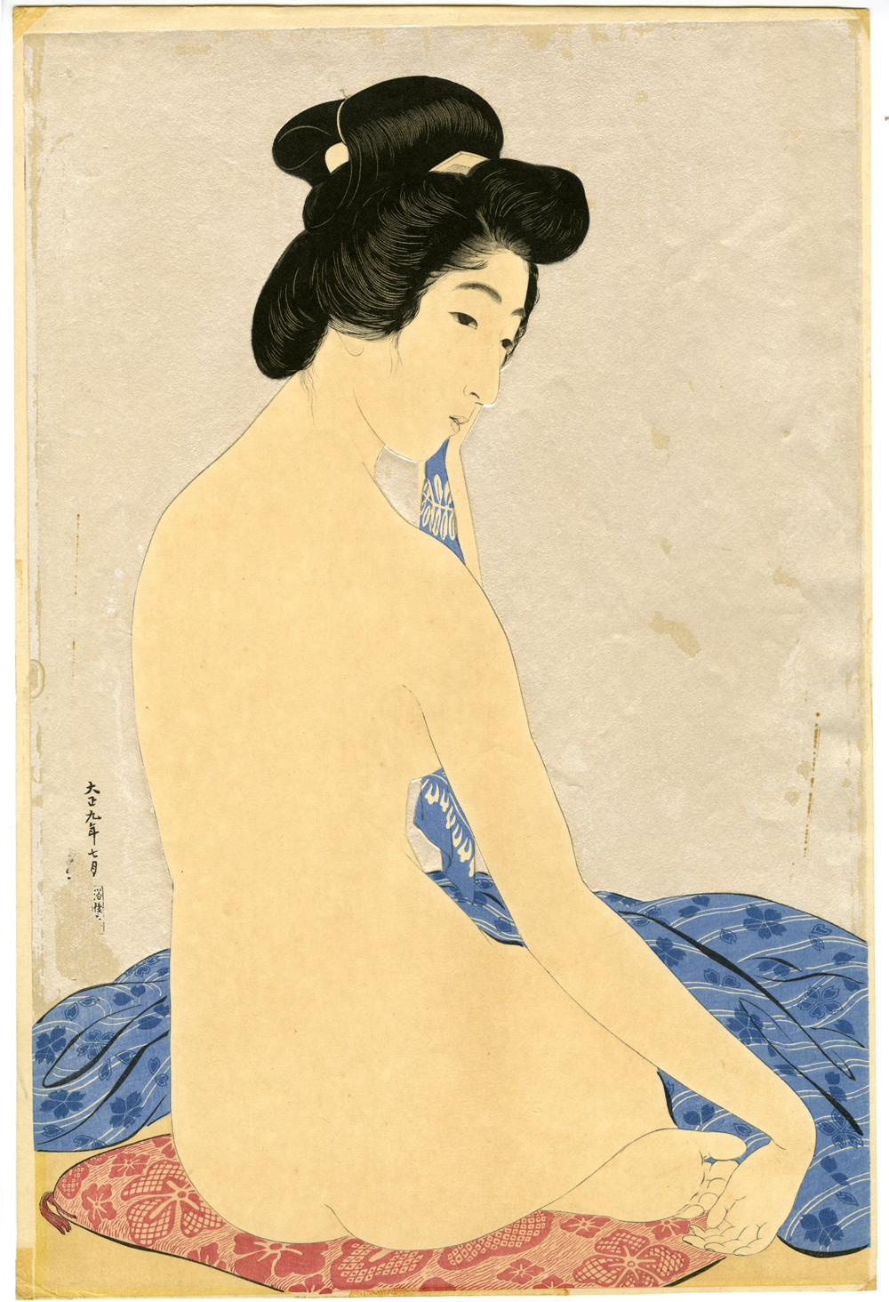 <span class="tw-text-xs tw-font-semibold">橋口五葉</span><span class="tw-text-sm tw-font-semibold">「浴後の女」</span>