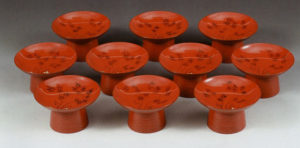 松田権六「竹繪木皿　拾客」