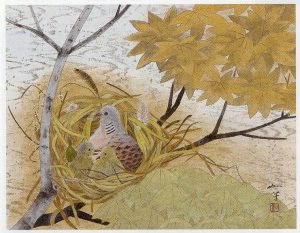 郷倉和子、【厳寒に咲く（紅白梅）】、希少な額装用画集より 美術品・アンティーク・