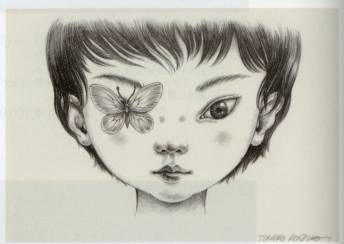 <span class="tw-text-xs tw-font-semibold">鴻池朋子</span><span class="tw-text-sm tw-font-semibold">「子どもの顔に蝶」</span>
