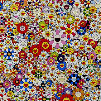 <span class="tw-text-xs tw-font-semibold">村上隆</span><span class="tw-text-sm tw-font-semibold">「天国のお花畑」</span>