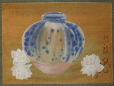 <span class="tw-text-xs tw-font-semibold">山村耕花</span><span class="tw-text-sm tw-font-semibold">「花瓶とバラ」</span>