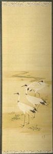 渡辺清「春草ニ鶴図」
