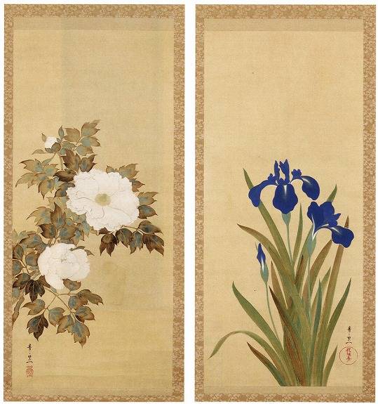 <span class="tw-text-xs tw-font-semibold">鈴木其一</span><span class="tw-text-sm tw-font-semibold">「牡丹菖蒲図(双幅)」</span>