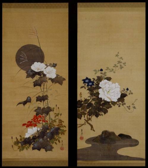 <span class="tw-text-xs tw-font-semibold">鈴木其一</span><span class="tw-text-sm tw-font-semibold">「春秋牡丹秋草図（双幅）」</span>