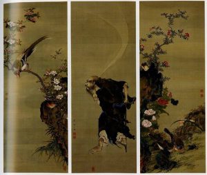 宋紫石「(中)鉄拐仙人図(左右)春秋花鳥図」の買取・査定は美術の