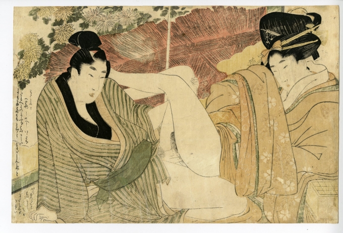 <span class="tw-text-xs tw-font-semibold">喜多川歌麿</span><span class="tw-text-sm tw-font-semibold">「絵本小町引」</span>