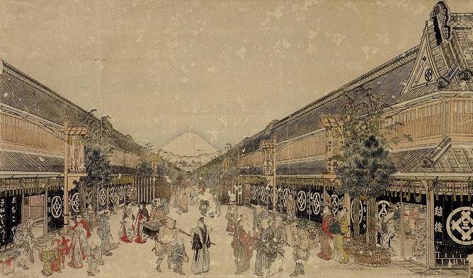 <span class="tw-text-xs tw-font-semibold">鳥居清長</span><span class="tw-text-sm tw-font-semibold">「駿河町図」</span>