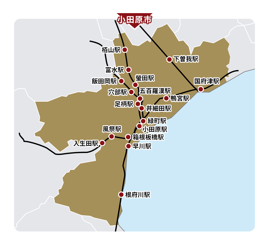 小田原市の地図